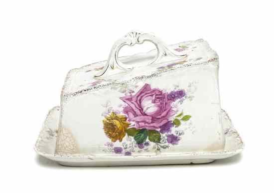 Appraisal: A German Porcelain Covered Cheese Dish having floral and gilt