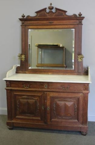 Appraisal: Continental Marble Top and Mirrored Wash Stand From a New