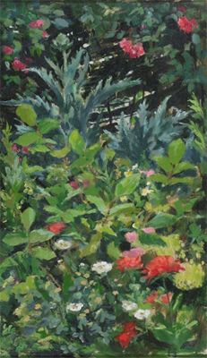 Appraisal: Priscilla Hanbury - A summer garden with flowers and a