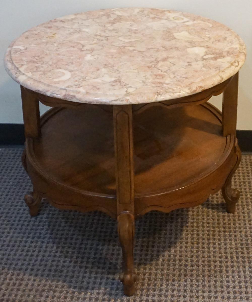 Appraisal: Provincial Style Fruitwood and Marble Top Round Side Table x