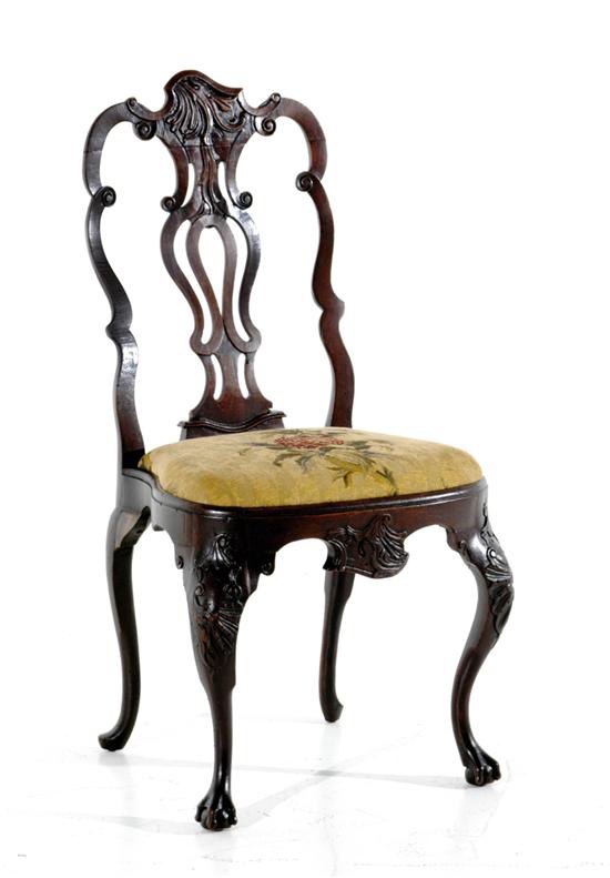 Appraisal: Italian carved walnut and tapestry side chair th th century