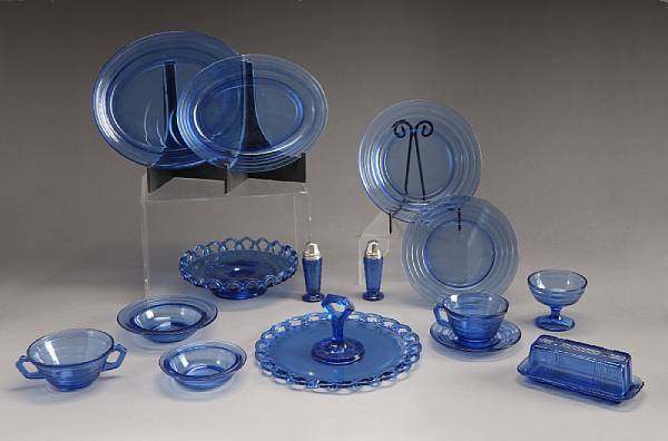 Appraisal: American pressed molded cobalt blue glass tableware suite second quarter