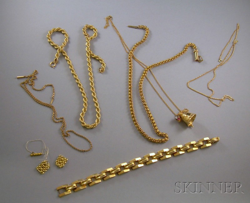 Appraisal: Group of kt Gold Jewelry Items including four chain necklaces