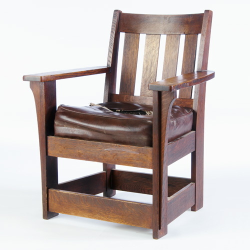 Appraisal: LIMBERT Armchair with four vertical back slats long corbels and