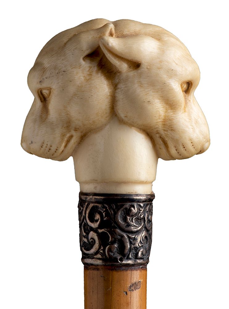 Appraisal: Antique ivory mounted walking stick cane - Londra Antique ivory