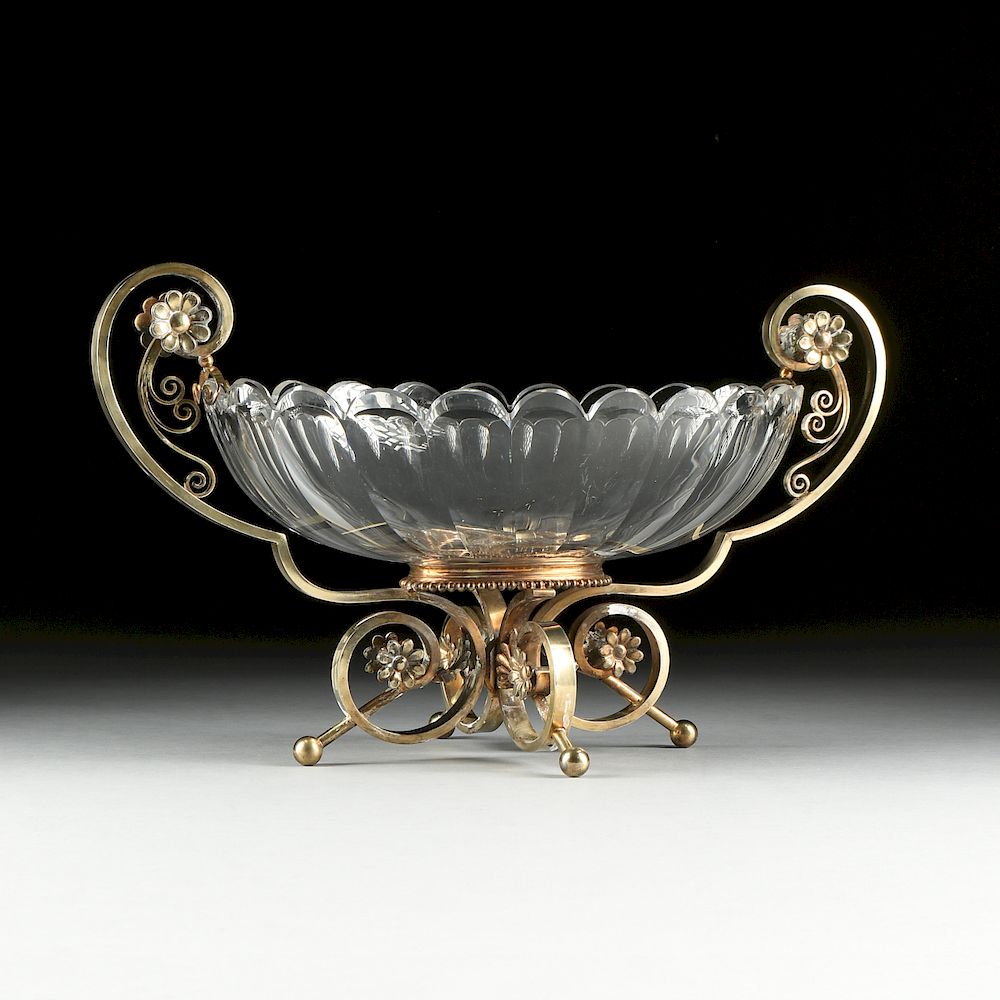 Appraisal: A GILT BRONZE MOUNTED BACCARAT GLASS CENTERPIECE FRENCH LATE TH