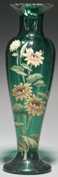 Appraisal: Bohemian Enameled Floral Paneled Vase Description Circa Condition Excellent Size