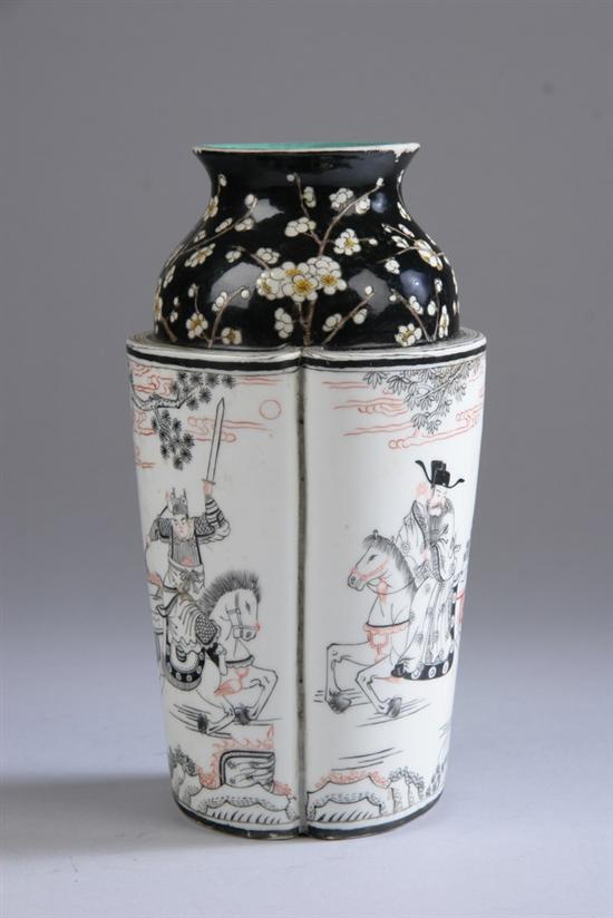 Appraisal: CHINESE FAMILLE NOIRE PORCELAIN VASE Kangxi four-character iron red mark