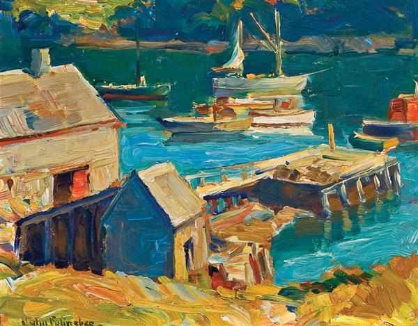 Appraisal: JOHN FOLINSBEE American - ''Maine Harbor'' oil on board signed