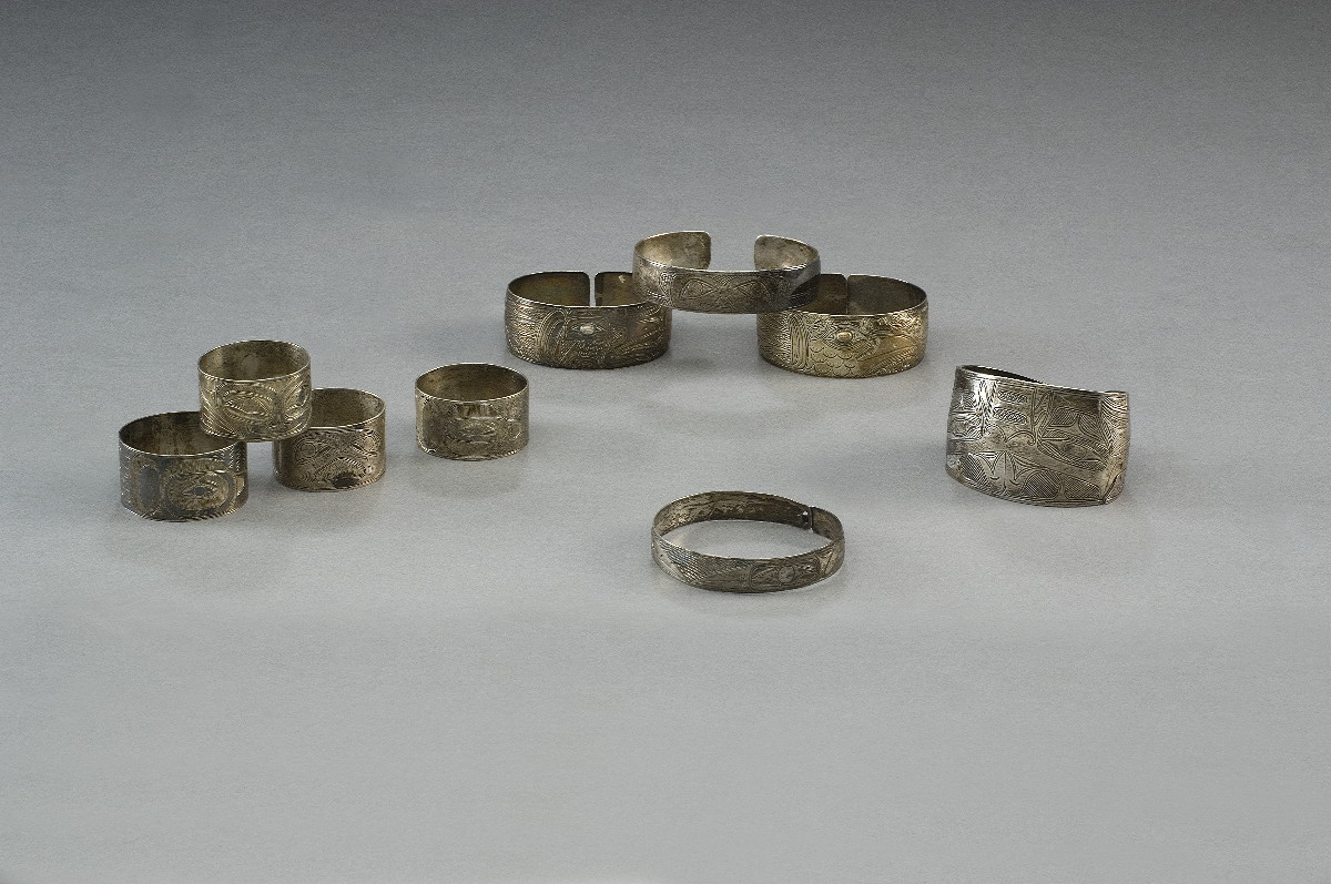 Appraisal: TWO NORTHWEST COAST ENGRAVED SILVER BRACELETS HAIDA LATE NINETEENTH CENTURY