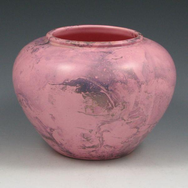 Appraisal: Bauer vase in pink with gray swirl Marked Bauer Mint