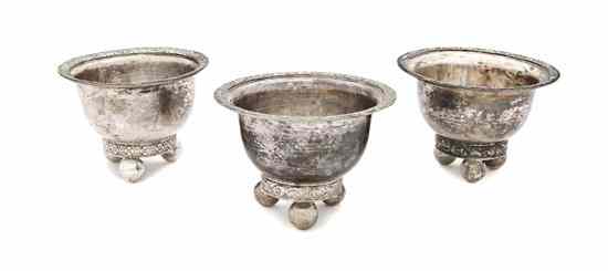 Appraisal: A Set of Three Russian Silver Salt Cellars each of