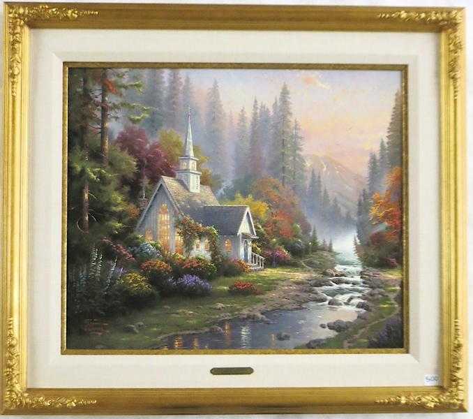 Appraisal: THOMAS KINKADE EMBELLISHED OFFSET LITHOGRAPH ON CANVAS United States -