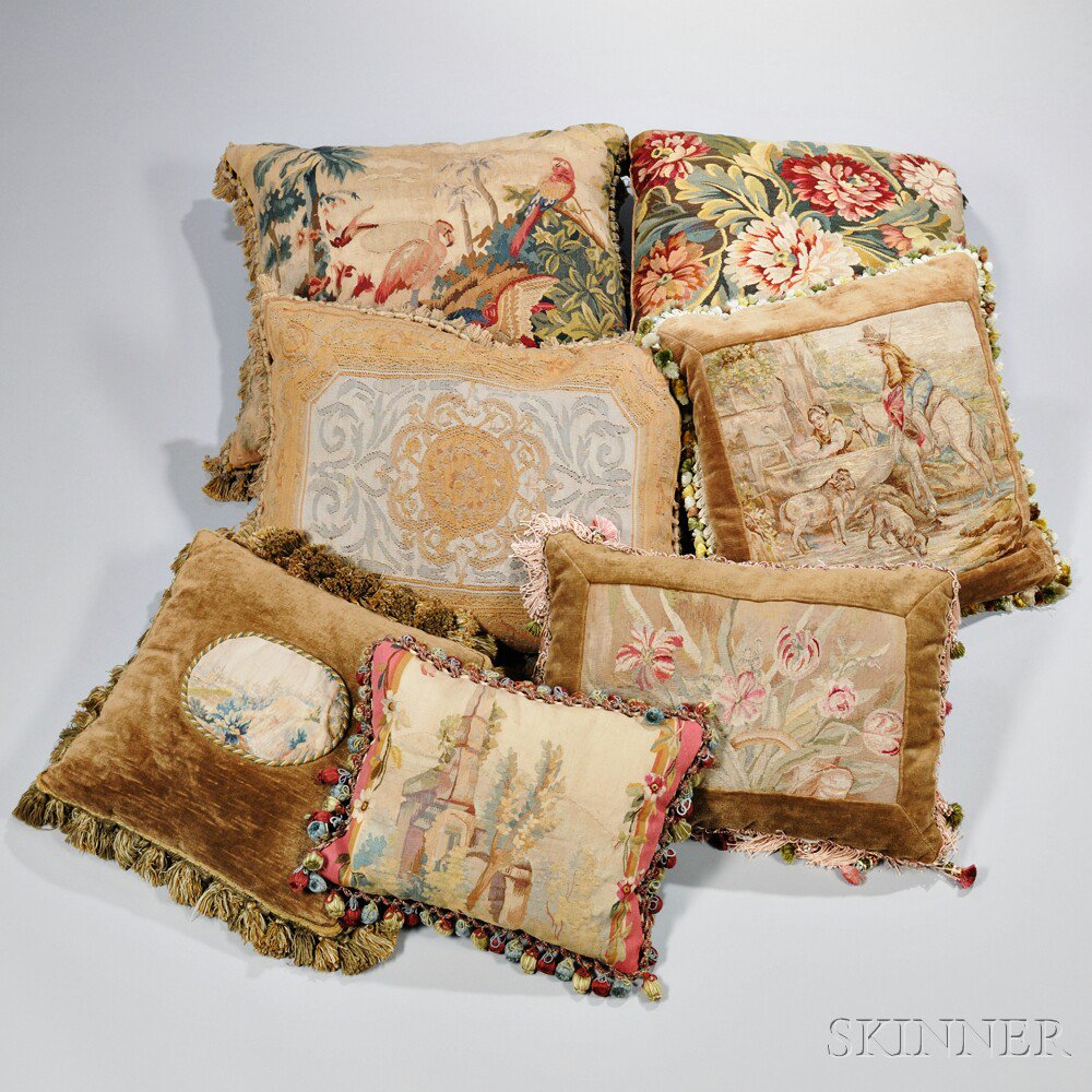 Appraisal: Seven Aubusson Pillows France th to th century one with