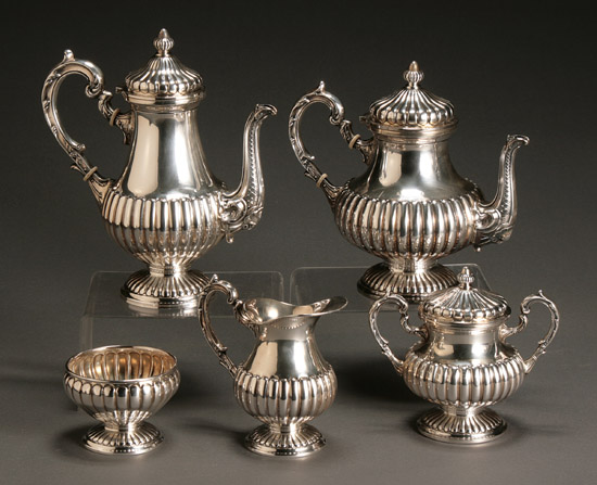 Appraisal: Peruvian Sterling Five-Piece Coffee and Tea Service Camusso Mid- th