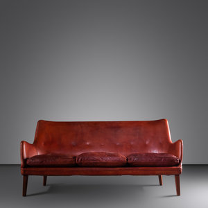 Appraisal: Arne Vodder - Sofa c Ivan Schlechter Denmark leather teak