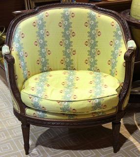 Appraisal: Louis XV style bergere executed in walnut having a shaped