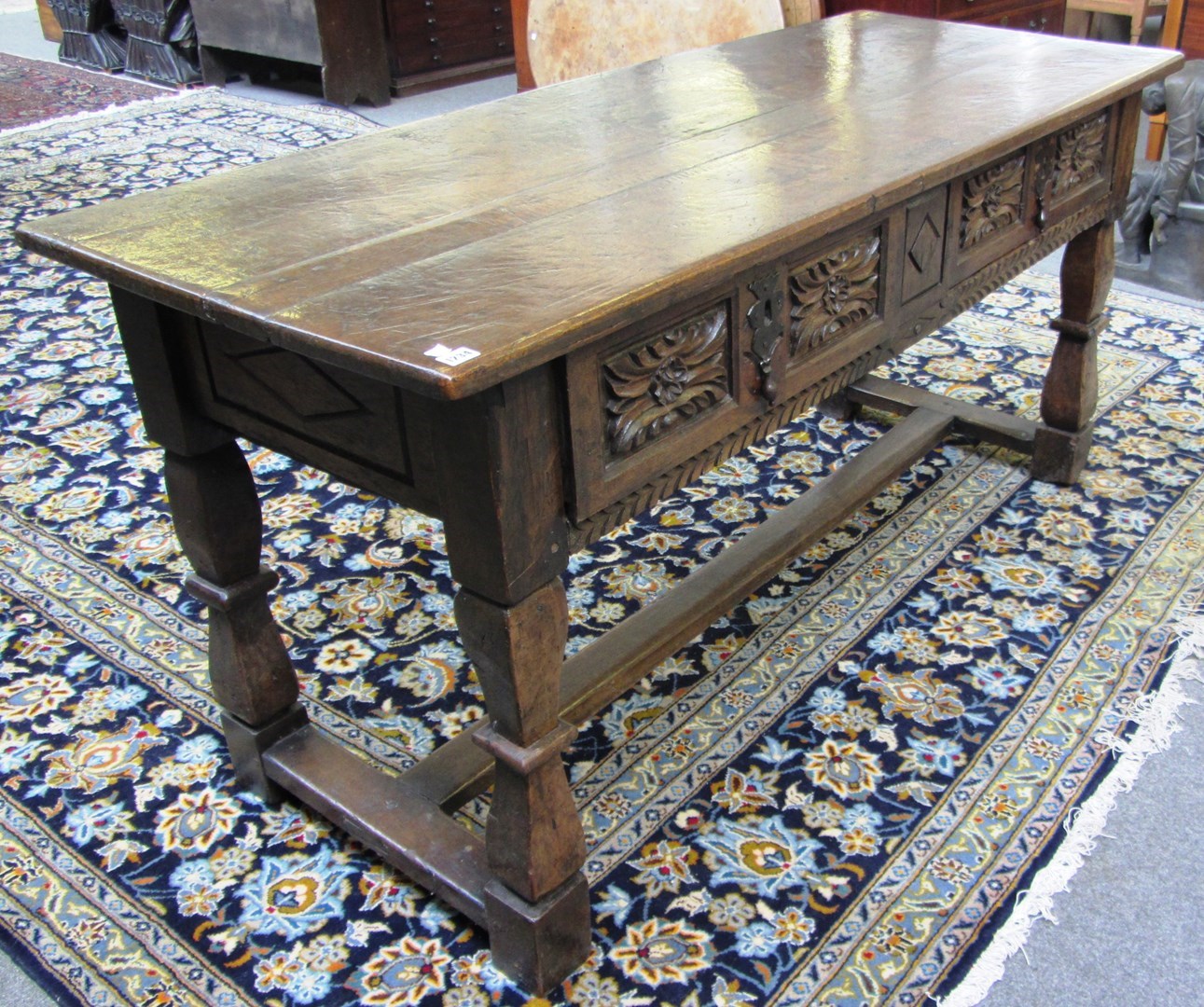 Appraisal: A th century design two drawer serving table on baluster