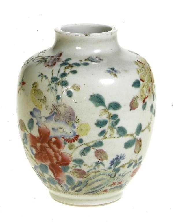 Appraisal: A CHINESE PORCELAIN SHOULDERED OVIFORM VASE painted in famille rose