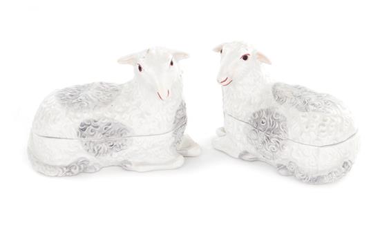 Appraisal: Pair Mottahedeh lambs marked H L pcs Provenance South Carolina