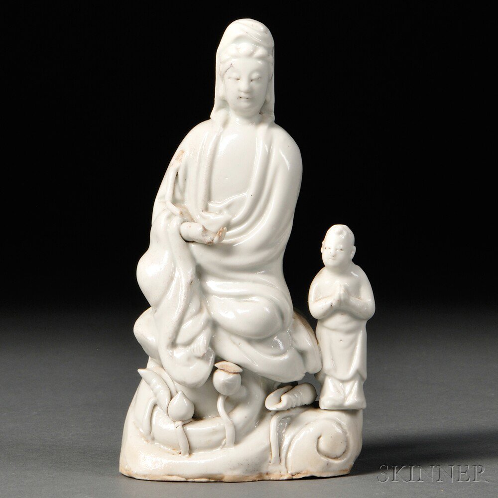 Appraisal: Blanc-de-Chine Figure of Guanyin China Qing Dynasty depicting Guanyin seated