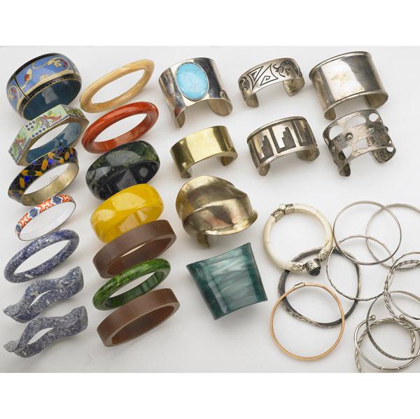 Appraisal: COLLECTION OF BRACELETS Thirty-six pieces including pierced Guildcraft cuff Zuni