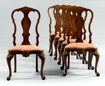 Appraisal: Set of six Dutch baroque style chairs each with marquetry