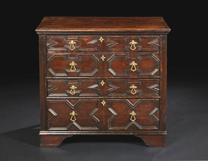 Appraisal: English Oak and Fruitwood Chest late th century and later