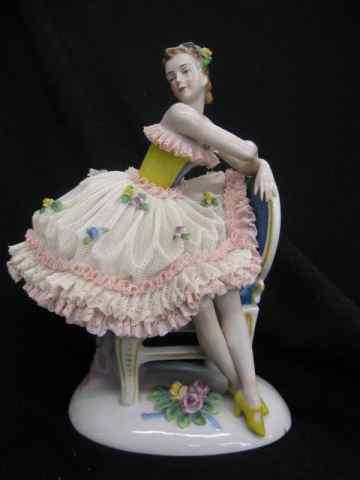 Appraisal: Dresden Porcelain Figurine of a Ballerina seated on a chair