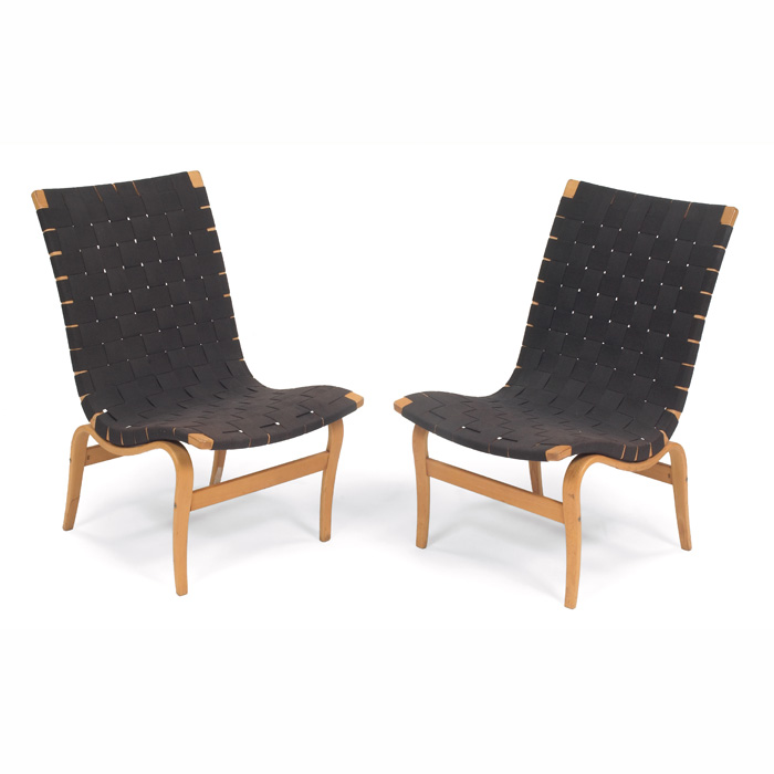 Appraisal: Bruno Mathsson chairs pair by Karl Mathsson beech frames with