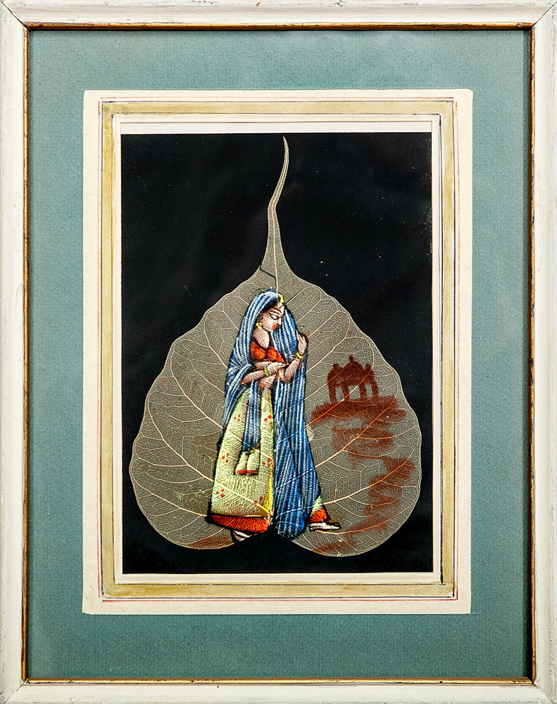 Appraisal: Indian School Figure of a Woman Gouache on a leaf