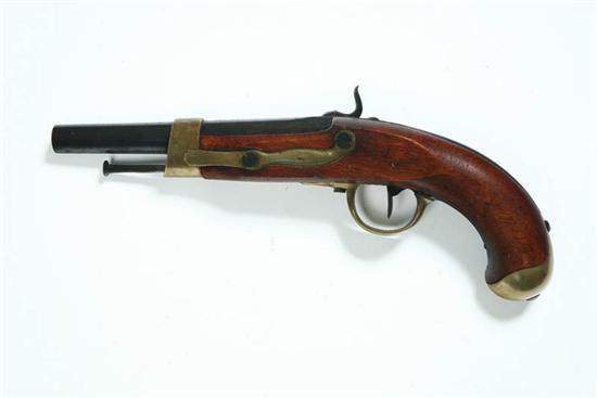 Appraisal: MILITARY PERCUSSION PISTOL France th century Walnut stock with brass