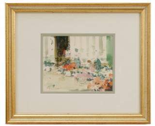 Appraisal: Andre Gisson Ladies on Terrace Watercolor Andre Gittelson Gisson American