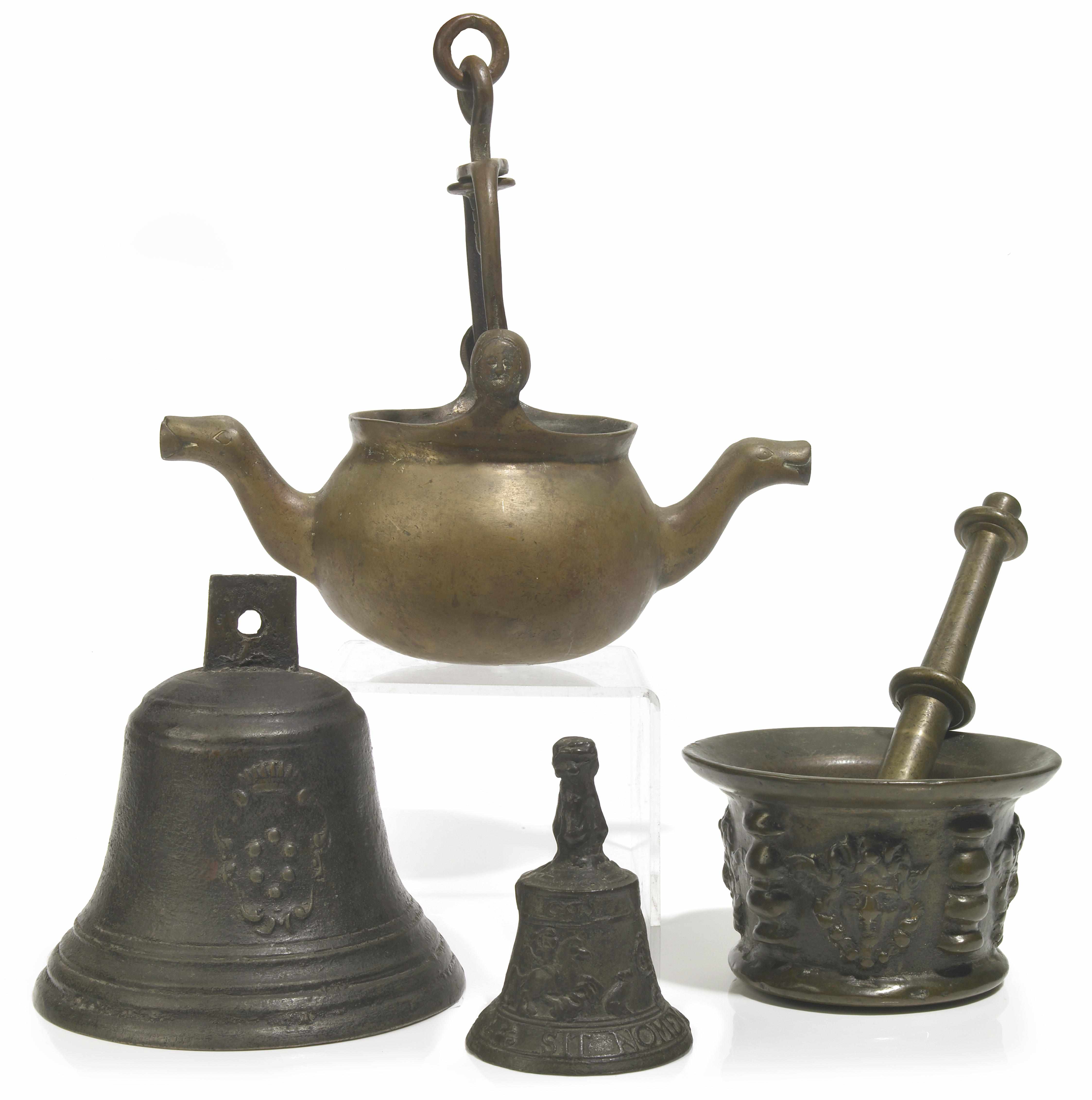 Appraisal: A group of Continental bronze articles th- th century Comprising