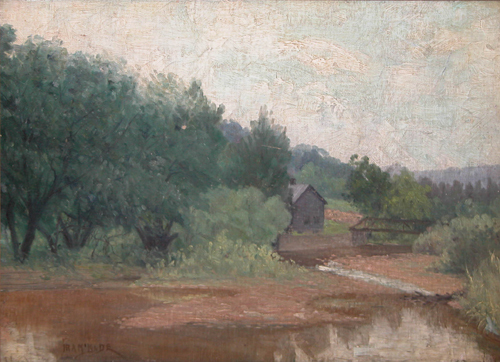 Appraisal: McDade Ira American b Landscape with Barn oil on canvas