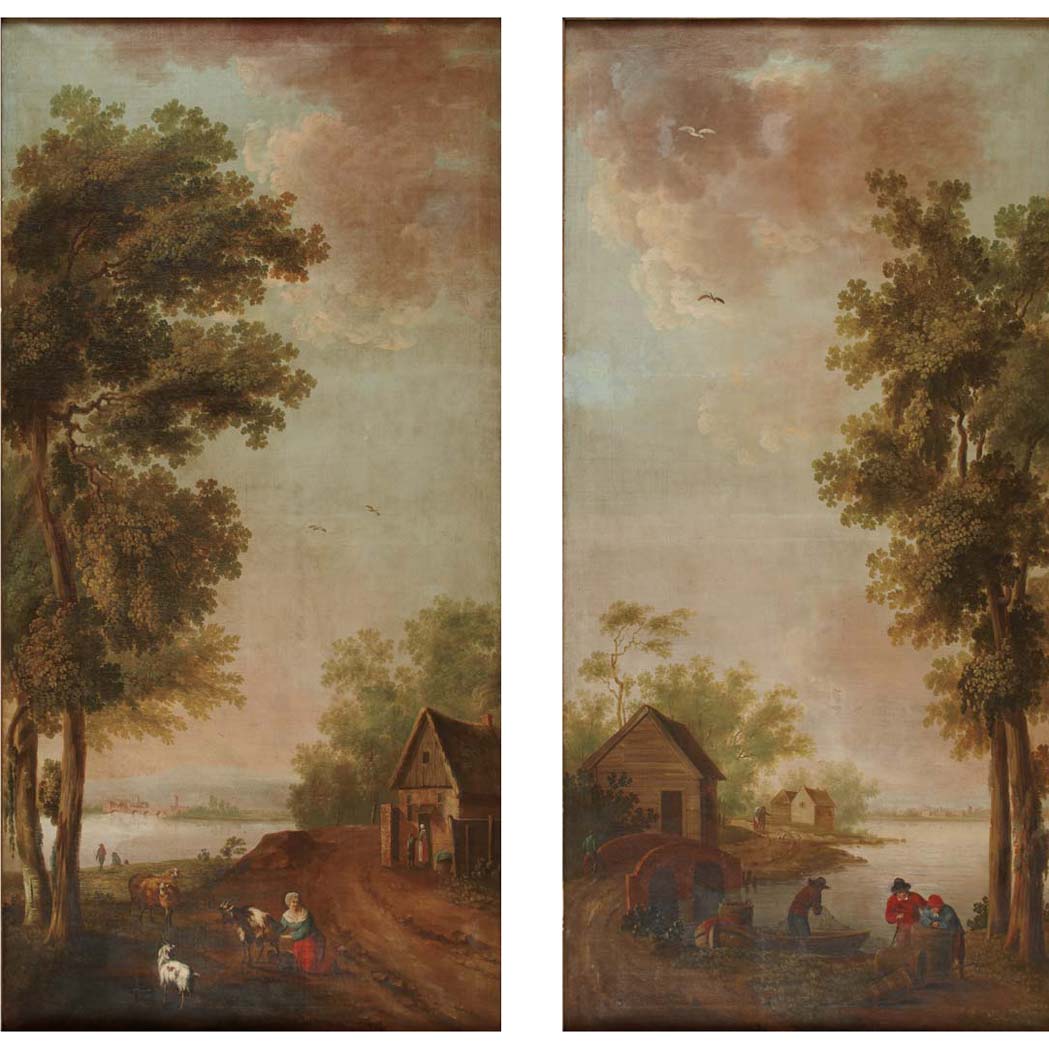 Appraisal: Dutch School th th Century Pastoral Landscapes A Pair Oil