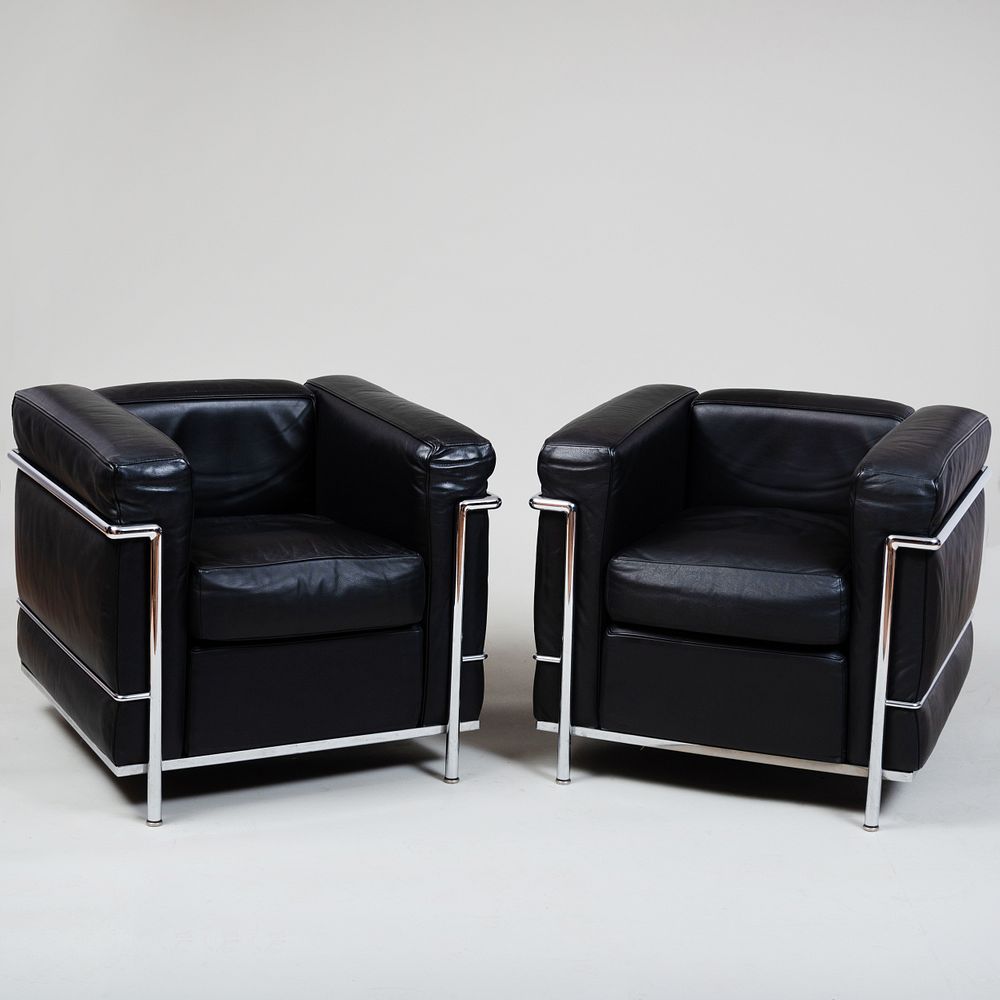 Appraisal: Pair of Le Corbusier for Cassina Chrome and Leather 'LC