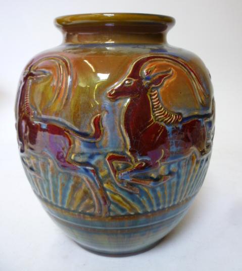 Appraisal: A PILKINGTON'S ROYAL LANCASTRIAN EARTHENWARE VASE designed by Richard Joyce