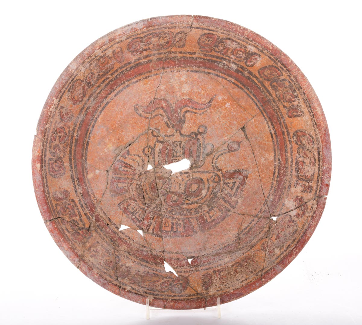 Appraisal: Mayan pottery tripod bowl late Classic period polychrome with glyph