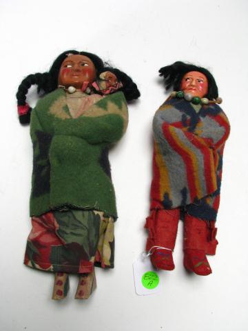 Appraisal: Two Skookums-type Native American dolls neither is marked '' with