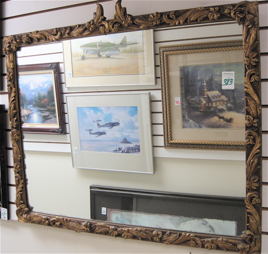 Appraisal: AN AMERICAN RECTANGULAR WALL MIRROR having heavy gilt wood and