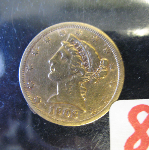 Appraisal: U S FIVE DOLLAR GOLD COIN Liberty head type -S