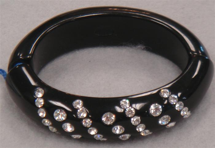 Appraisal: KJL black plastic bangle bracelet set with rhinestones Estimate -