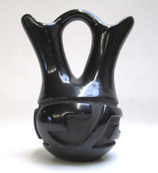 Appraisal: SANTA CLARA SAN ILDEFONSO INDIAN POTTERY WEDDING VASE black on