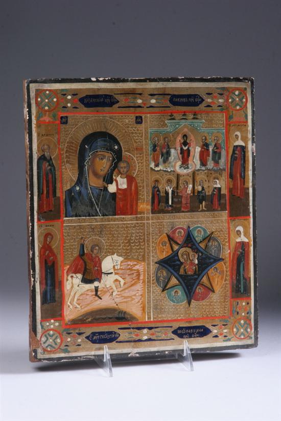 Appraisal: RUSSIAN QUADRIPARTITE ICON second half th century The four scenes