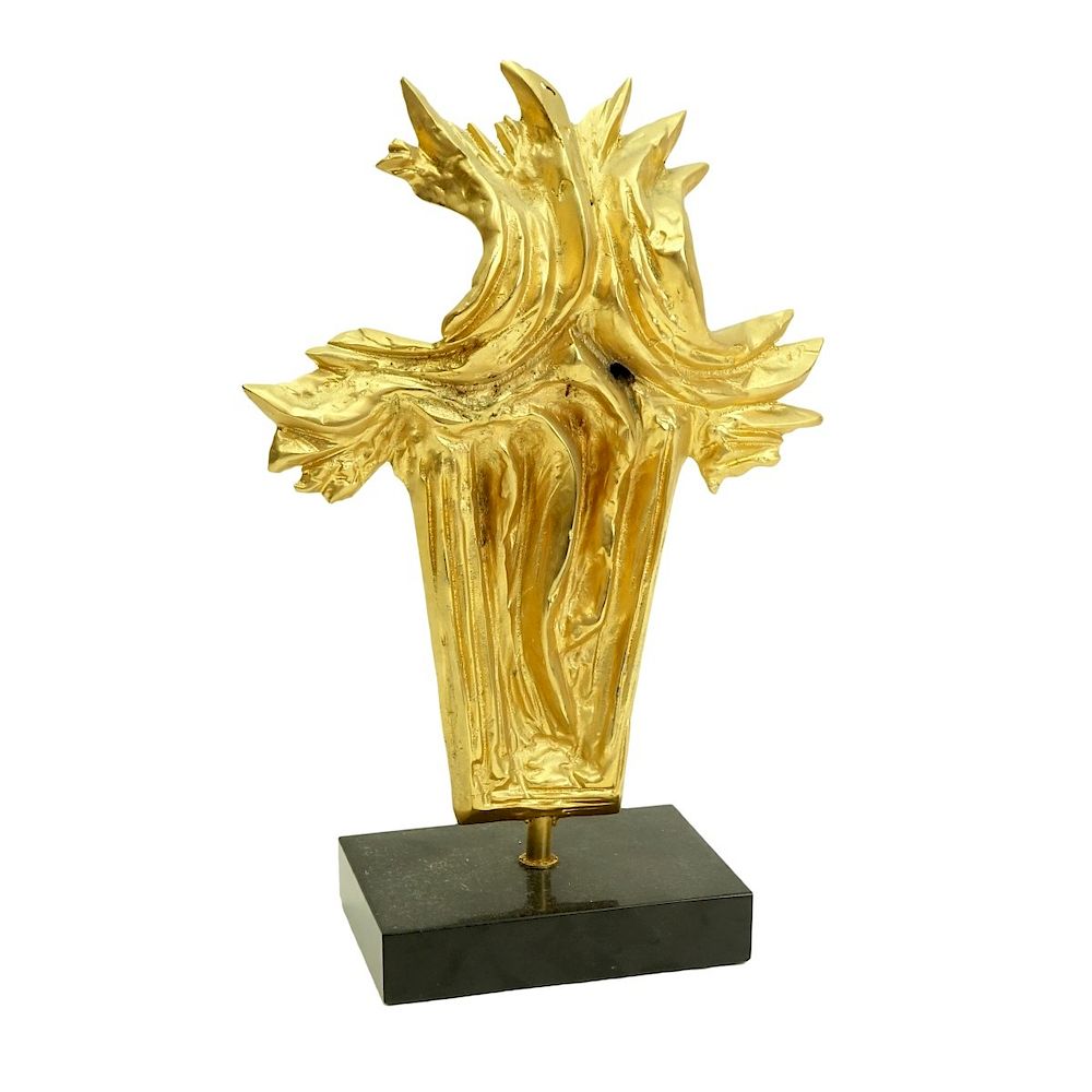 Appraisal: Modern Gilt Metal Abstract Flame Sculpture Modern Gilt Metal Abstract