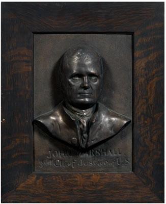 Appraisal: Relief plaque Justice John Marshall - high relief bronzed plaster