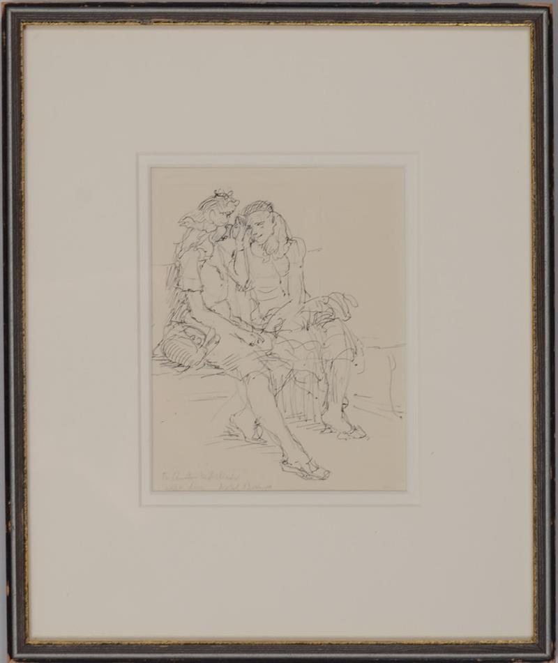 Appraisal: Isabel Bishop - Two Girls on a Bench Ink on