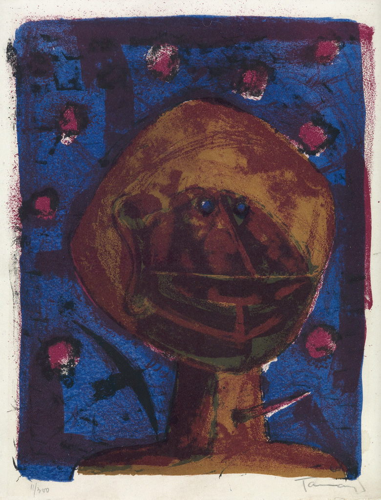 Appraisal: RUFINO TAMAYO Cabeza con P jaros Color lithograph x mm