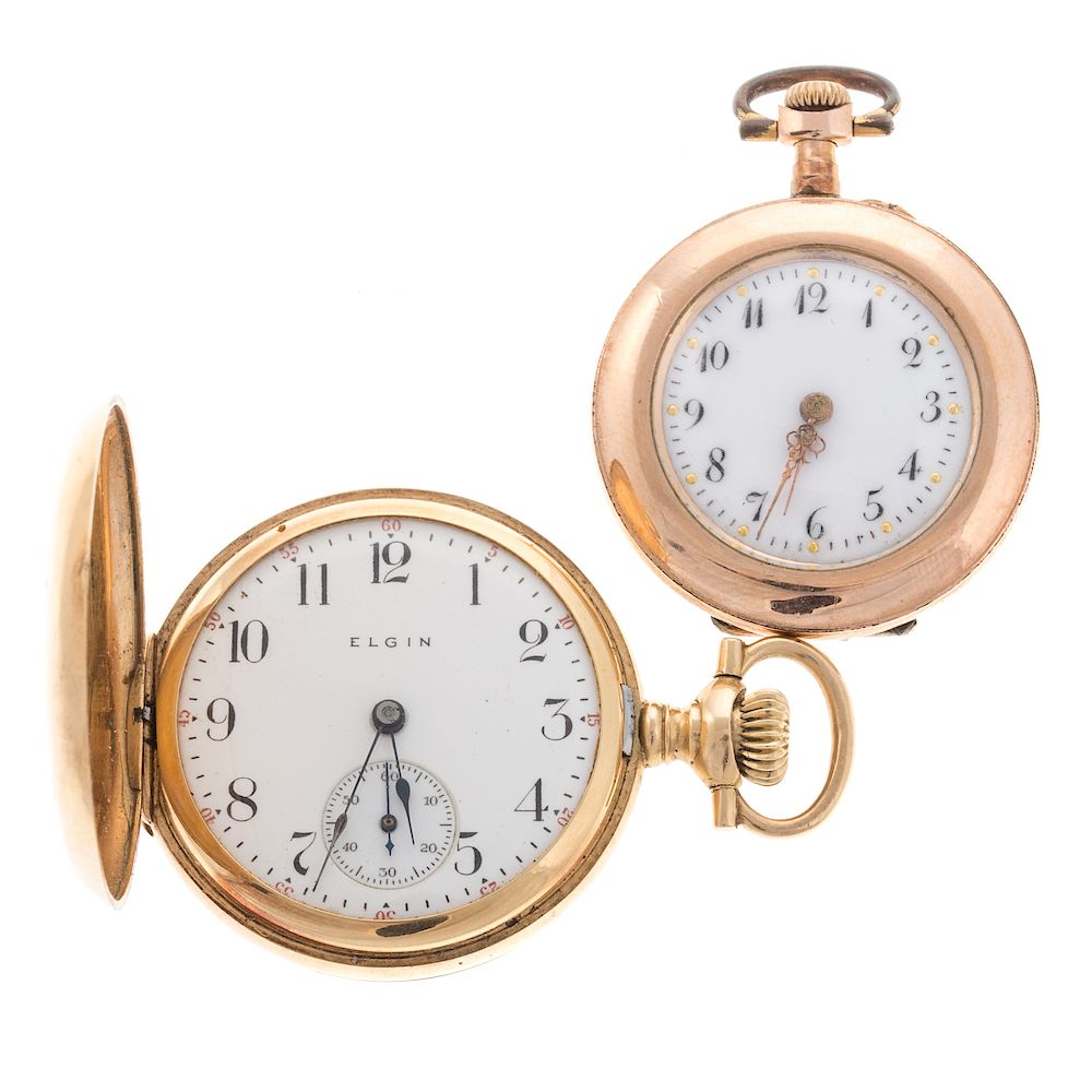 Appraisal: A Pair of Ladies Pocket Watches K yellow gold Elgin